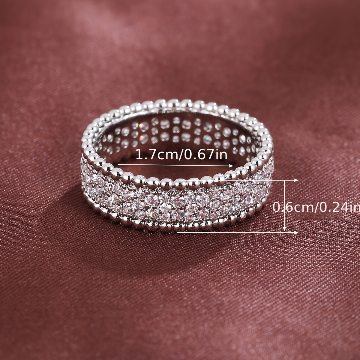 18K Golden Plated Wide Band Ring with Cubic Zirconia